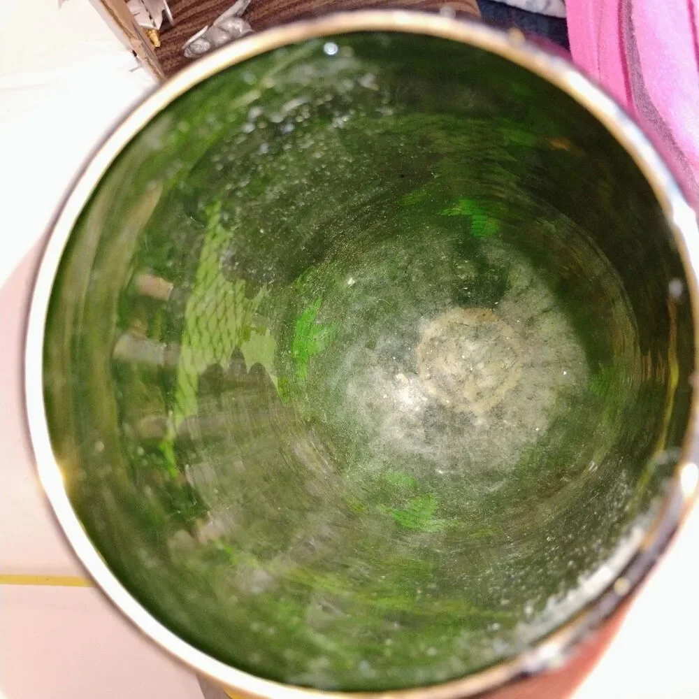 18” Handmade Italian Decorative Vase – Green & Gold Bohemian Glass-hand painted